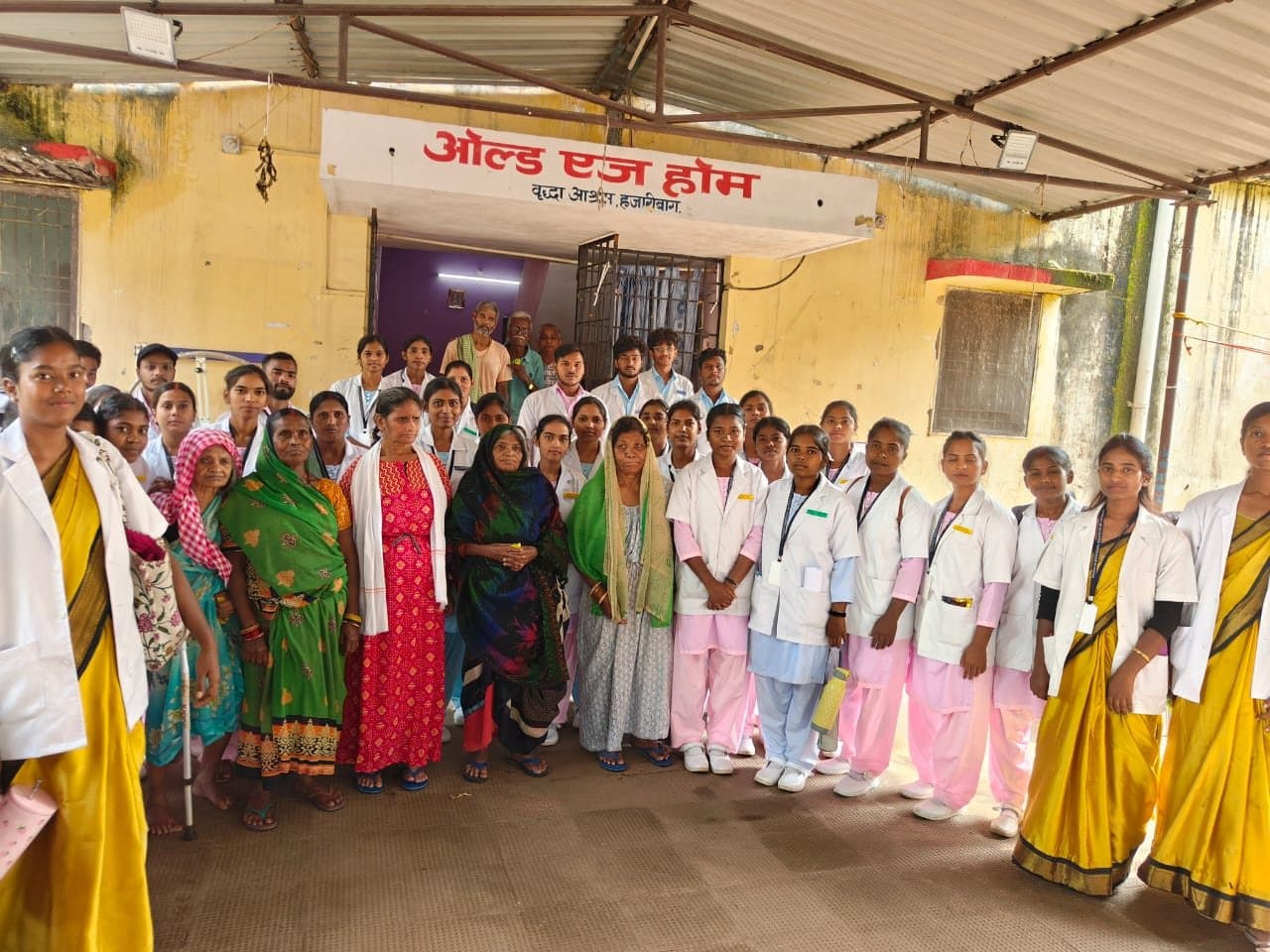 Students during a community service visit to an old age home in Hazaribagh